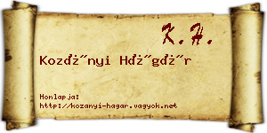 Kozányi Hágár névjegykártya