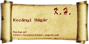 Kozányi Hágár névjegykártya
